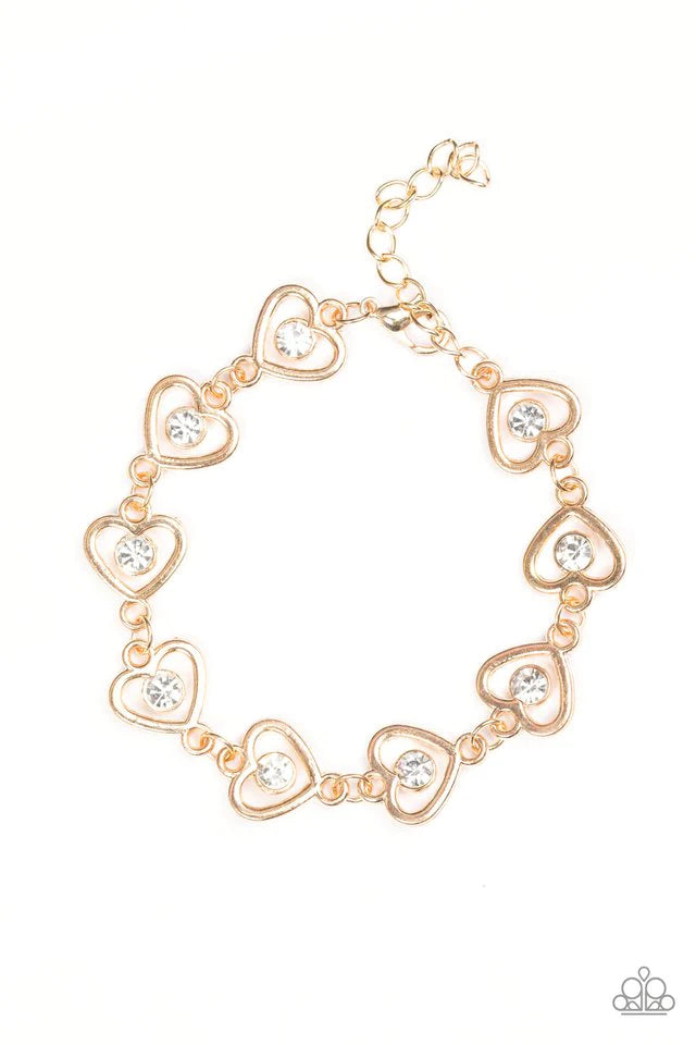 Paparazzi Bracelet ~ Jealous Heart - Gold