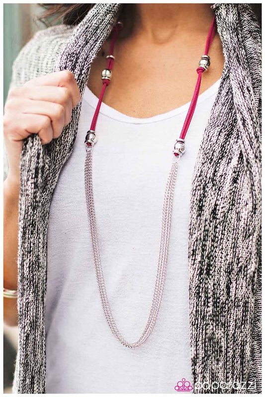 Paparazzi Necklace ~ Tied and True – Pink - Pink