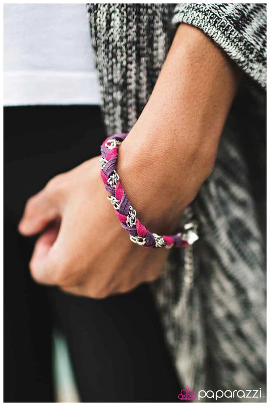 Paparazzi Bracelet ~ Leather the Storm – Purple - Pink