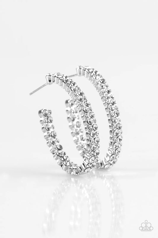 Paparazzi Earring ~ Debonair Dazzle - White