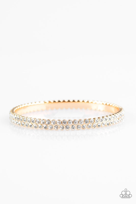 Pulsera Paparazzi adornada con diamantes - Oro