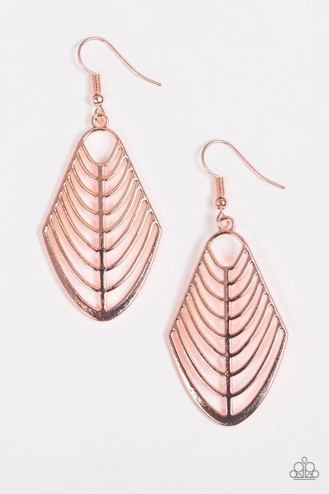 Paparazzi Earring ~ Right On TRACKER - Rose Gold