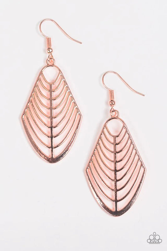 Paparazzi Earring ~ Right On TRACKER - Rose Gold