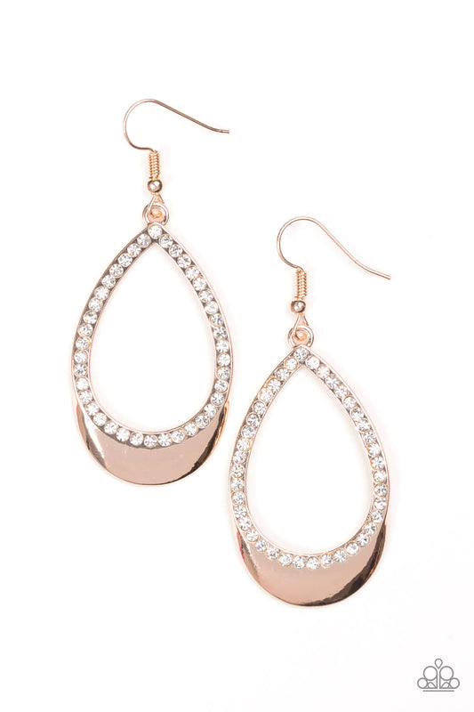 Paparazzi Earring ~ Make It REIGN - Rose Gold