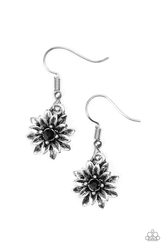 Paparazzi Earring ~ Diamonds and Daisies - Black