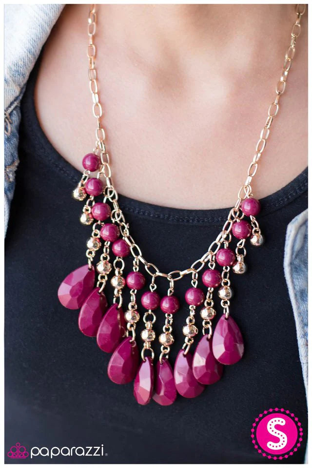 Collar Paparazzi ~ Gotas de Beaujolais - Rosa