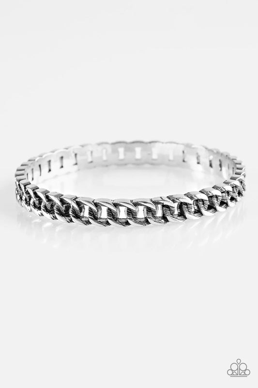 Paparazzi Bracelet ~ Might and CHAIN - Silver