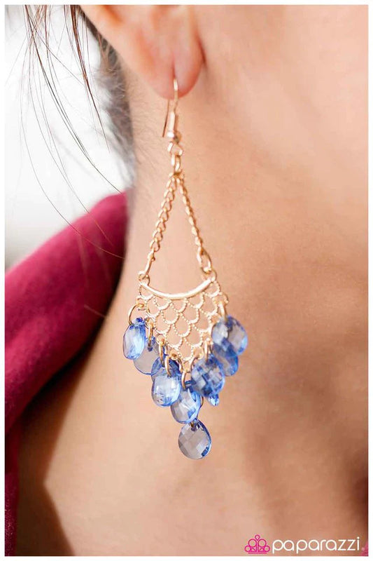 Paparazzi Earring ~ Long Story Short - Blue