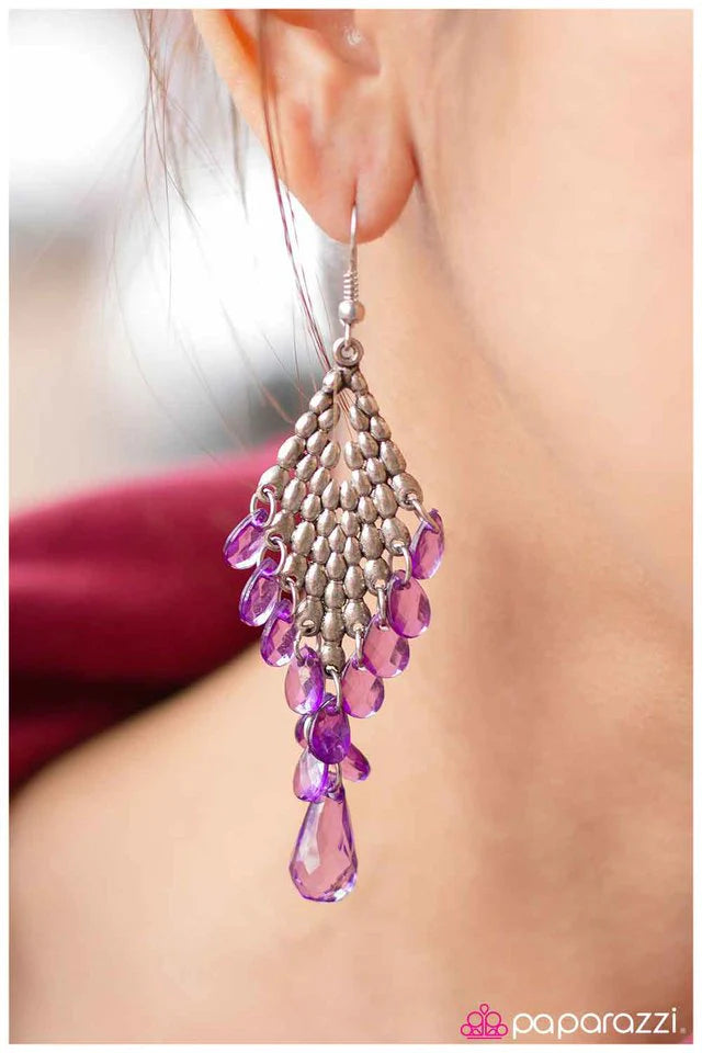 Paparazzi Earring ~ Make A Splash - Purple