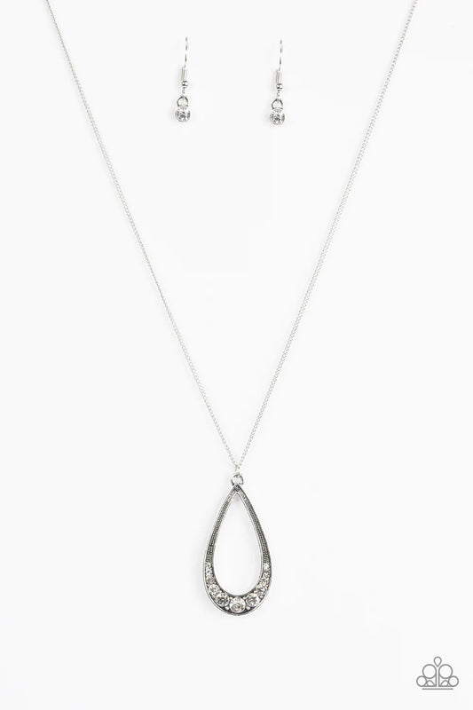 Paparazzi Necklace ~ Teardrop Tease - White