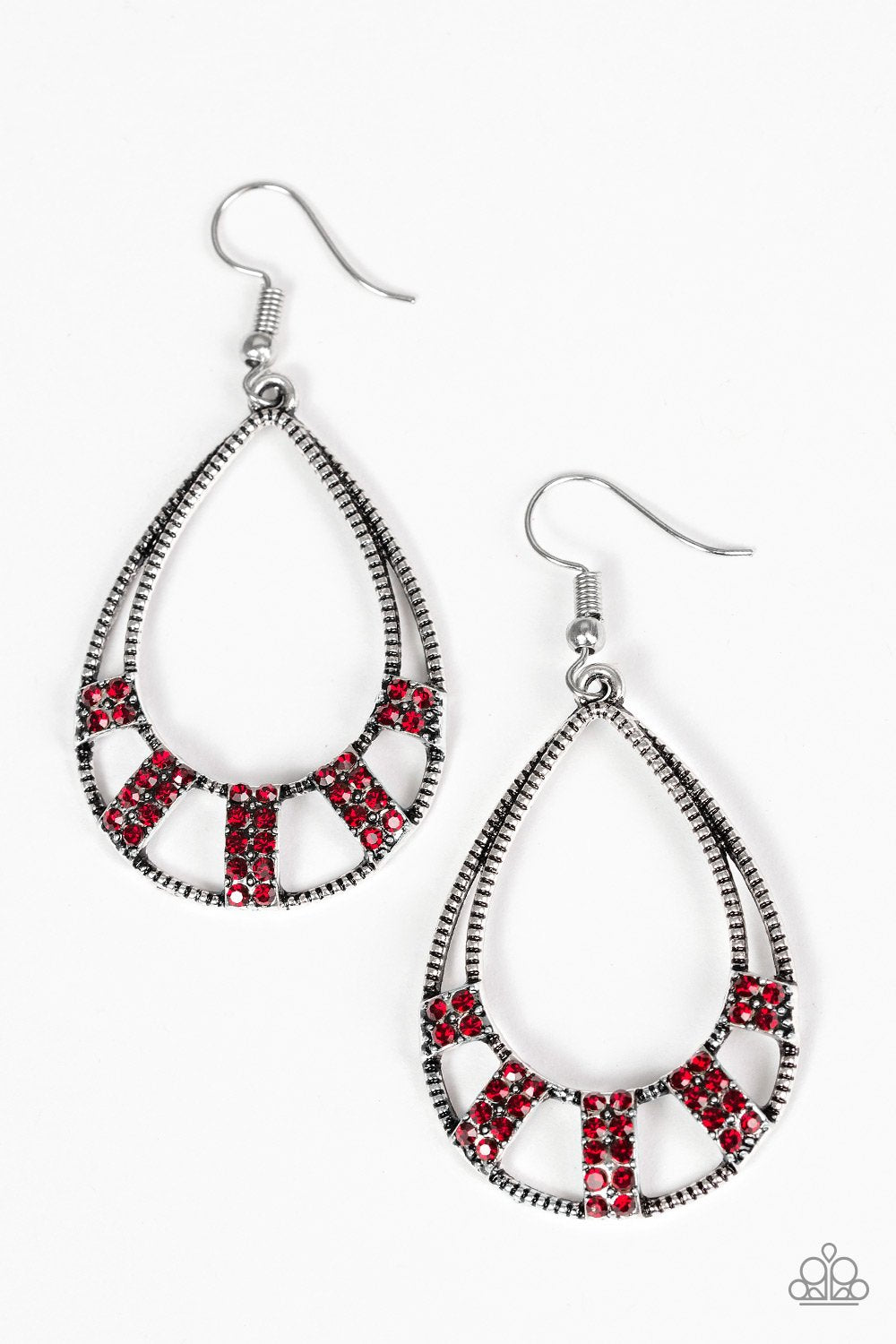 Paparazzi Earring ~ Trillion Dollar Teardrops - Red