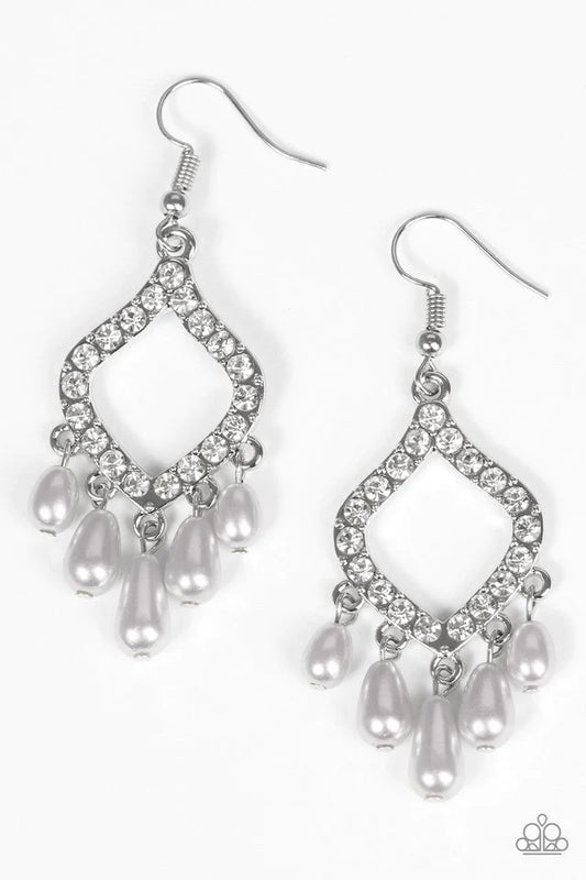 Paparazzi Earring ~ Divinely Diamond - Silver
