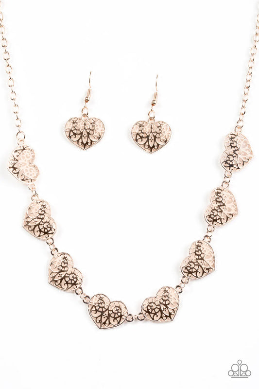 Paparazzi Necklace ~ Easy To Adore - Rose Gold