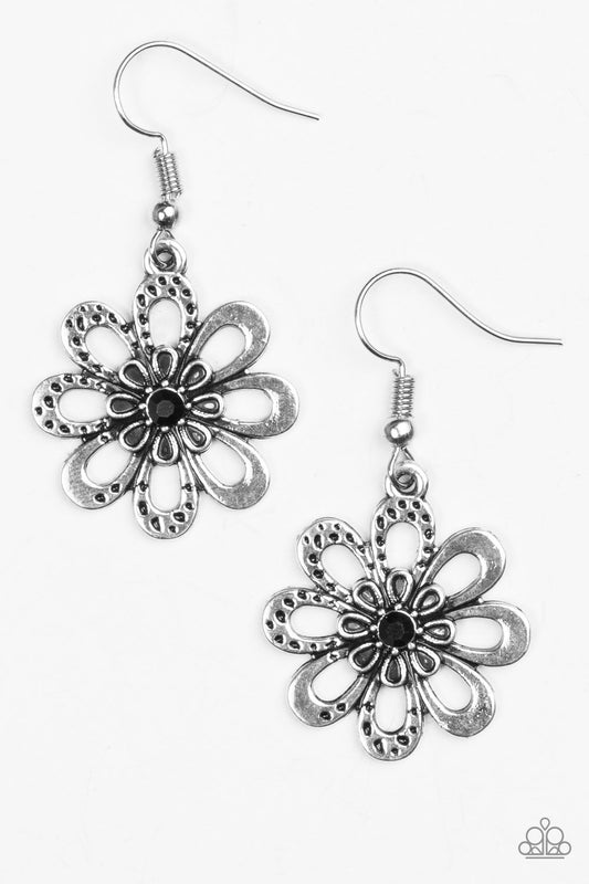 Pendiente Paparazzi ~ Floret de moda - Negro