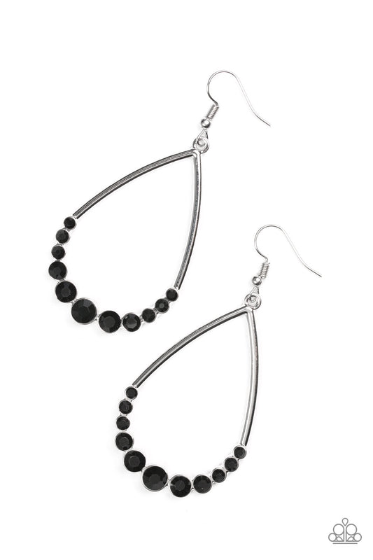 Paparazzi Earring ~ Dipped In Diamonds - Black