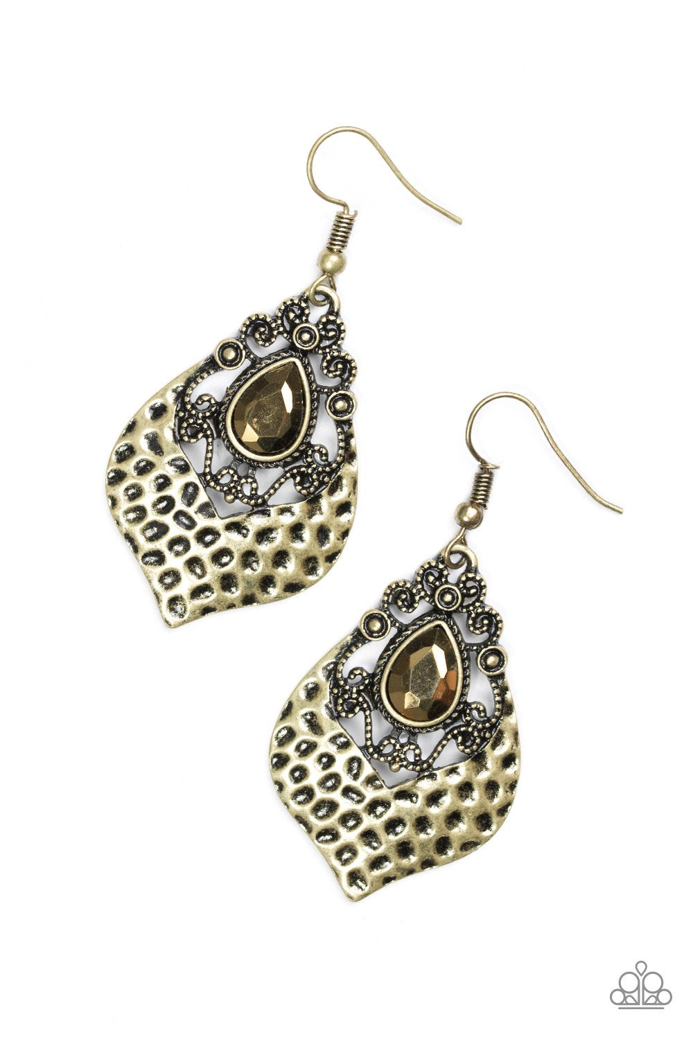 Paparazzi Earring ~ Royal Rebel - Brass