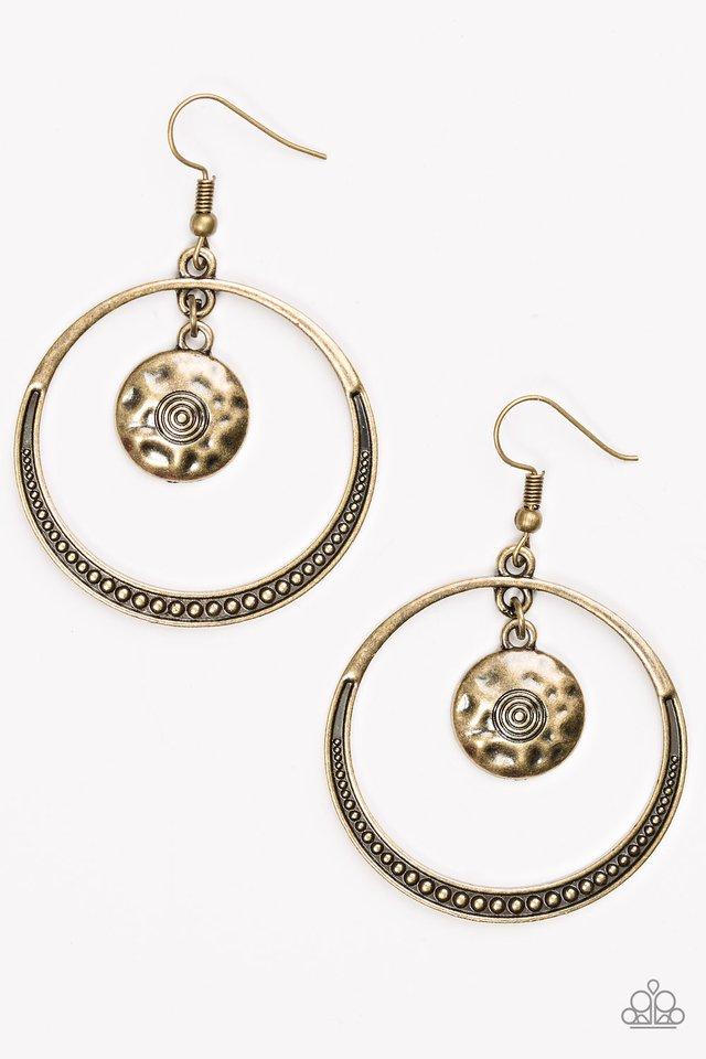 Paparazzi Earring ~ Tundra Trip - Brass