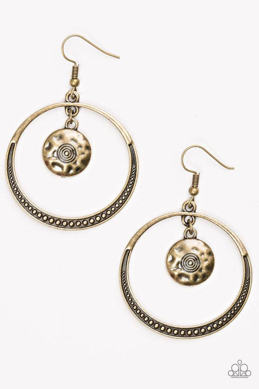 Paparazzi Earring ~ Tundra Trip - Brass