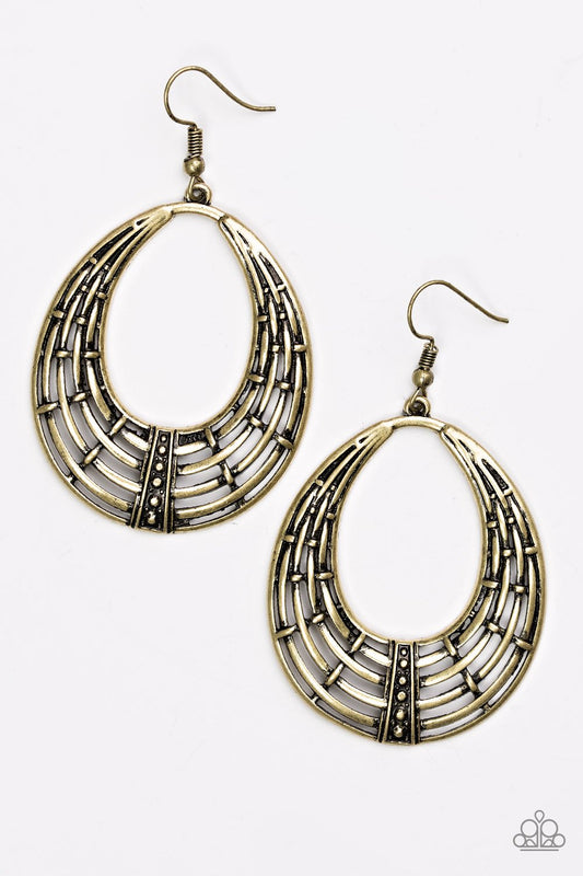 Paparazzi Earring ~ Tundra Texture - Brass