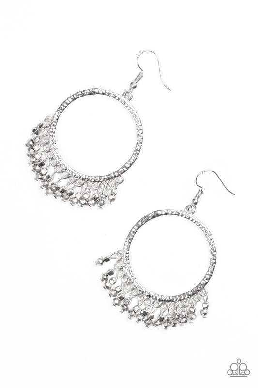 Paparazzi Earring ~ Tambourine Tango - Silver