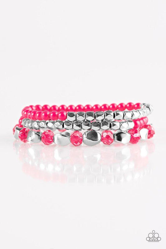 Paparazzi Bracelet ~ Beaded Bravado - Pink