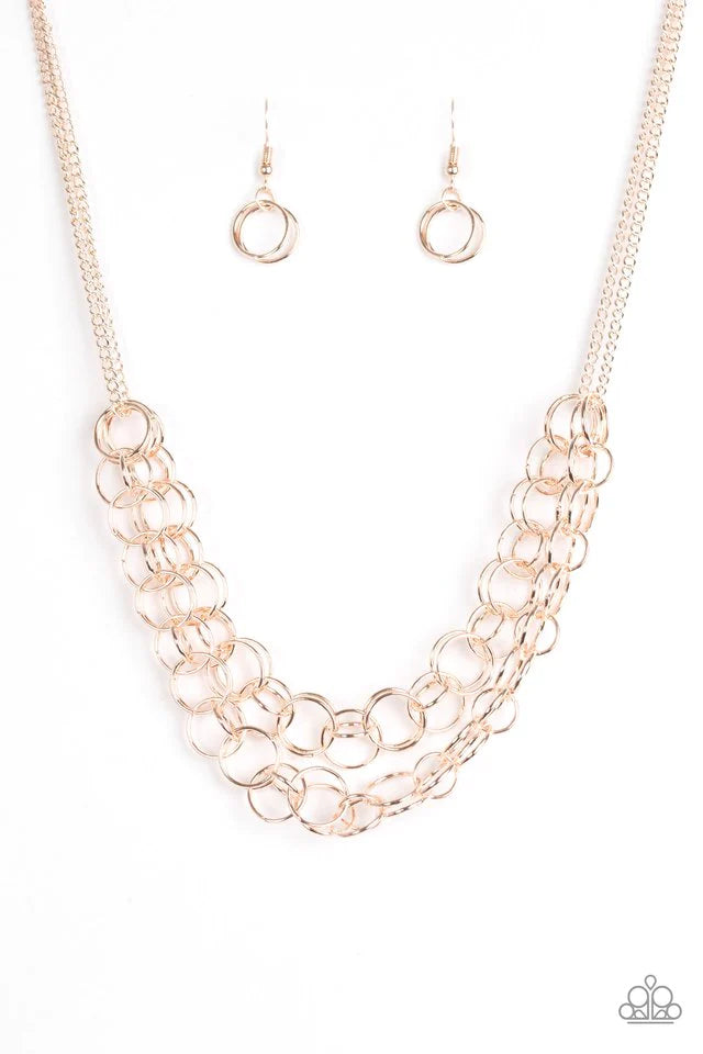 Paparazzi Necklace ~ Circus Tent Tango - Rose Gold