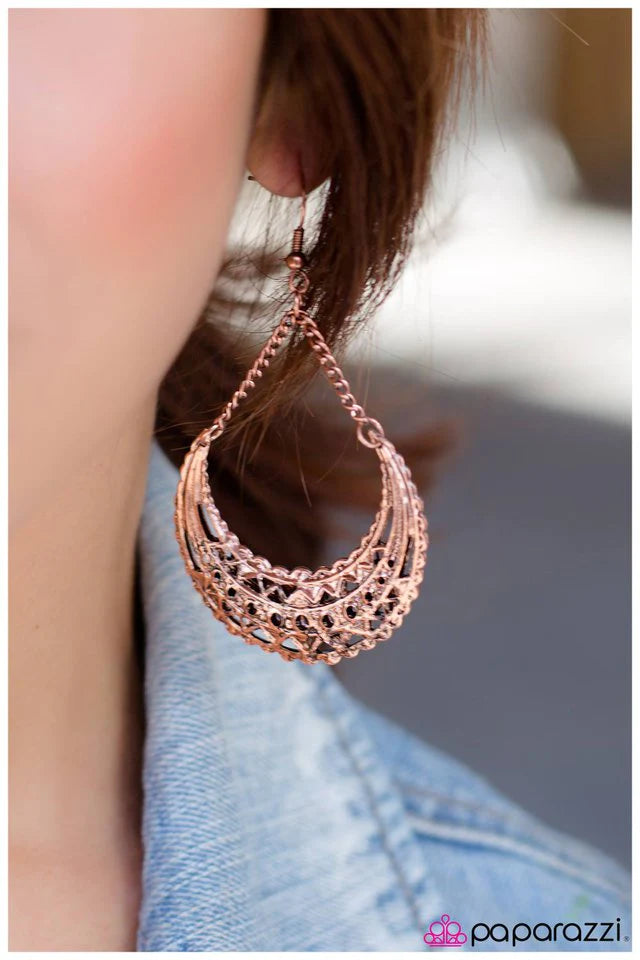 Paparazzi Earring ~ Moonstruck - Copper