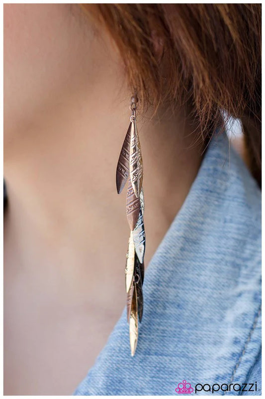 Paparazzi Earring ~ A Brush With Brilliance - Copper