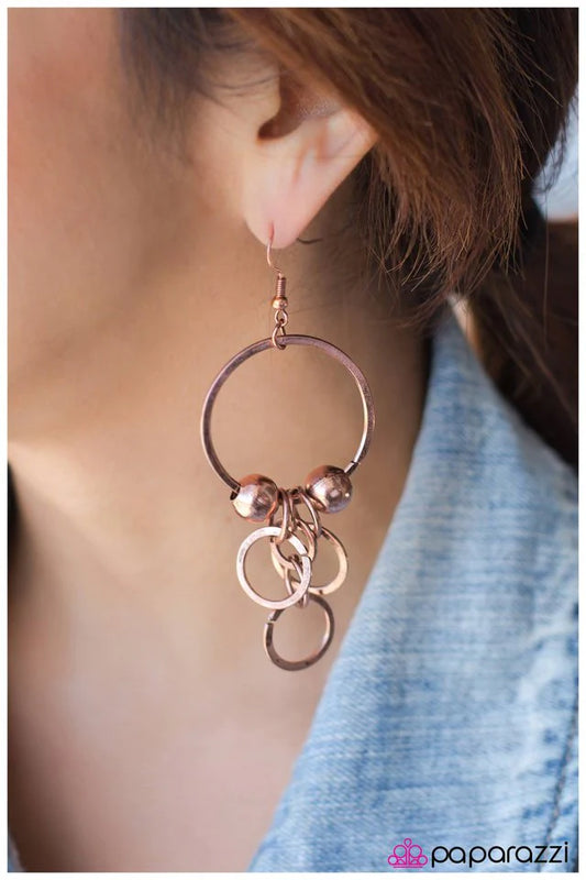 Paparazzi Earring ~ Copper Constellation - Copper