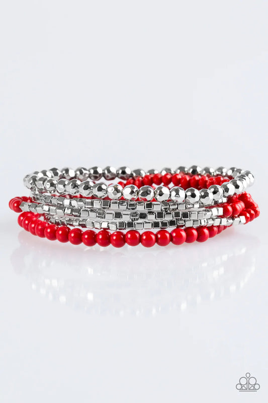 Pulsera Paparazzi ~ Colorida y cromática - Rojo