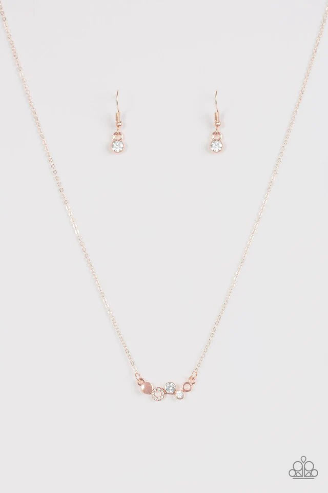 Paparazzi Necklace ~ Champagne Cabaret - Rose Gold