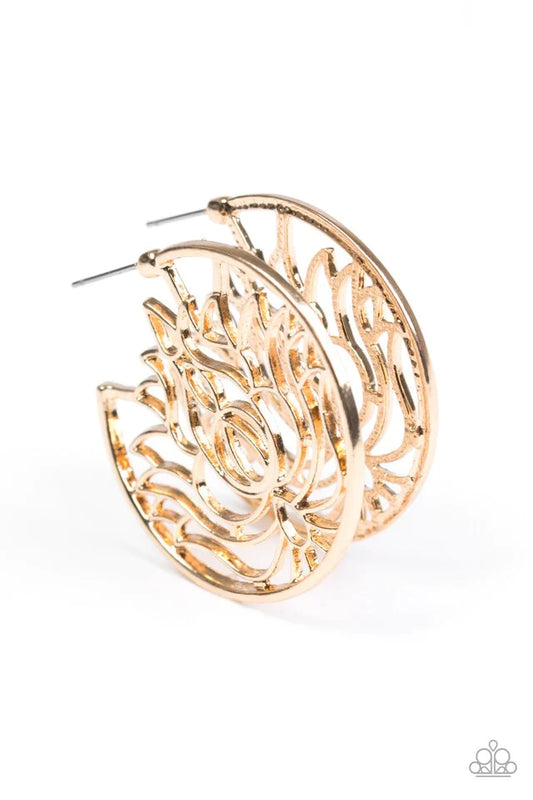 Paparazzi Earring ~ Lotus Legend - Gold