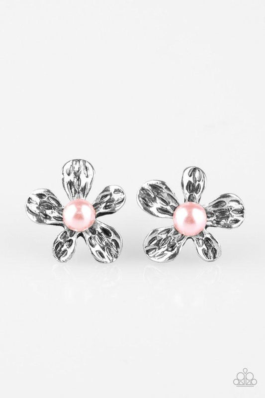 Paparazzi Earring ~ Diva Daisy - Pink Post