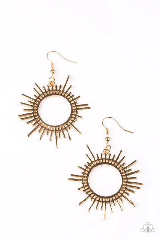 Paparazzi Earring ~ All Sizzle - Gold