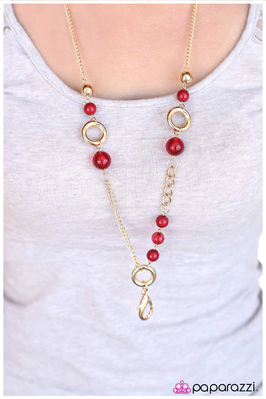 Paparazzi Necklace ~ Ring Of Fire - Red