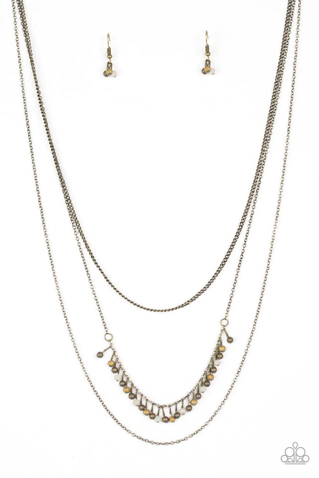 Paparazzi Necklace ~ Twinkly Troves - Brass