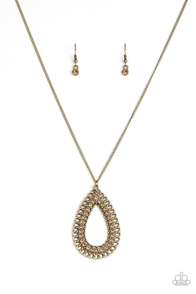 Paparazzi Necklace ~ Drippin In Drama - Brass