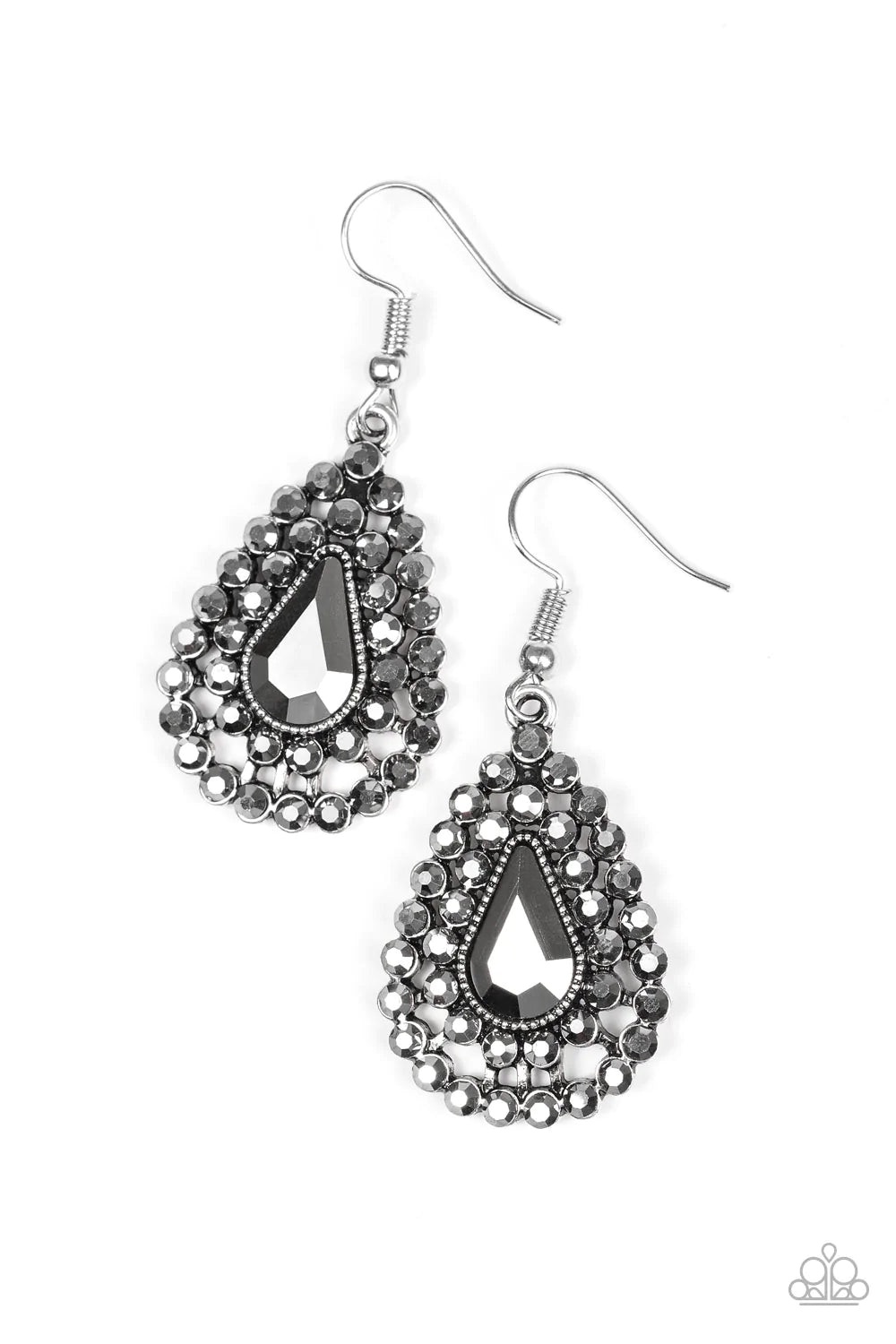 Paparazzi Earring ~ Diamond Dazzle - Silver