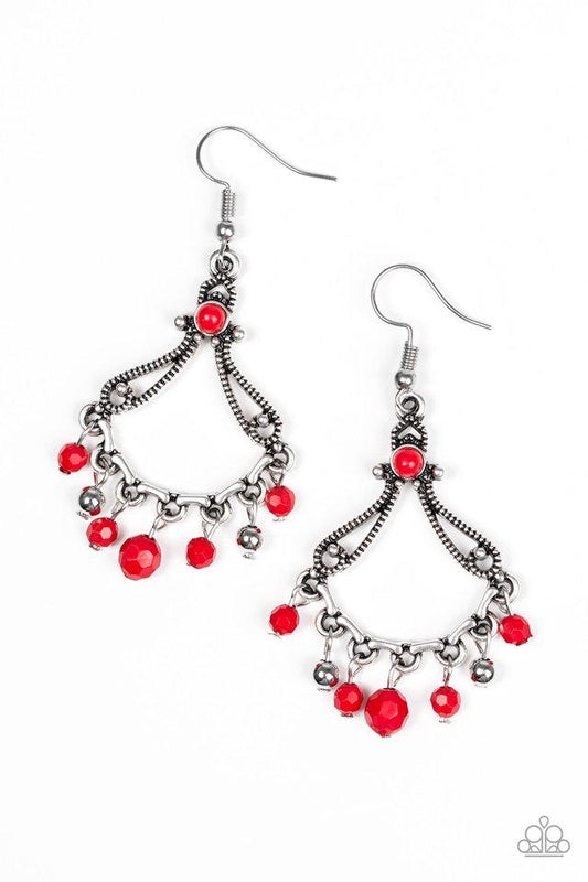 Paparazzi Earring ~ Dazzling Date Night - Red