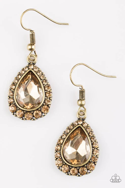 Paparazzi Earring ~ Ready, Set, GLOW! - Brass