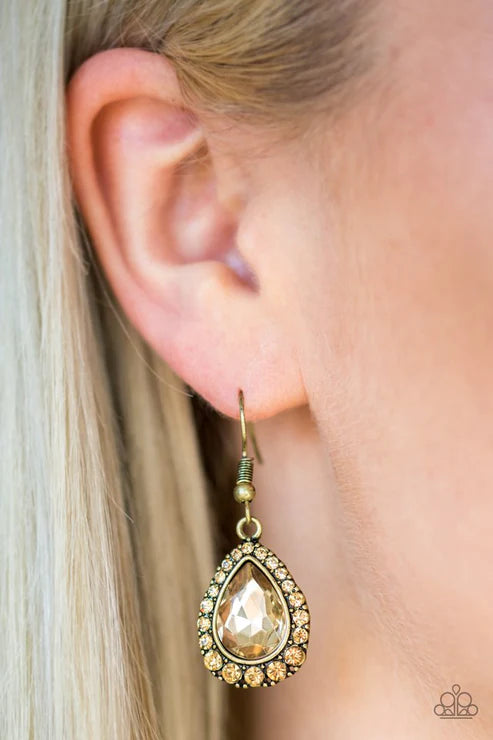 Paparazzi Earring ~ Ready, Set, GLOW! - Brass