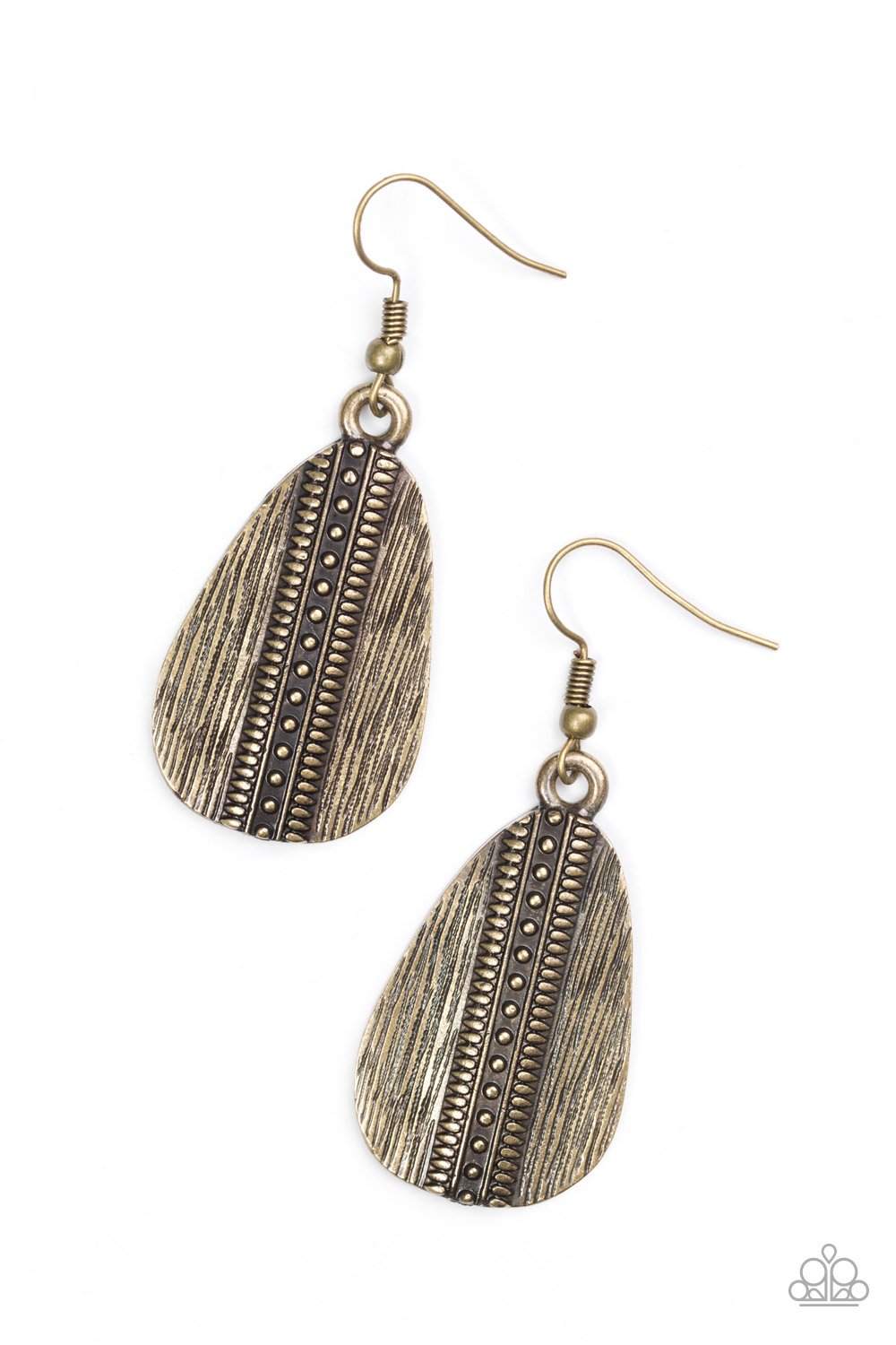 Paparazzi Earring ~ Double The Texture - Brass