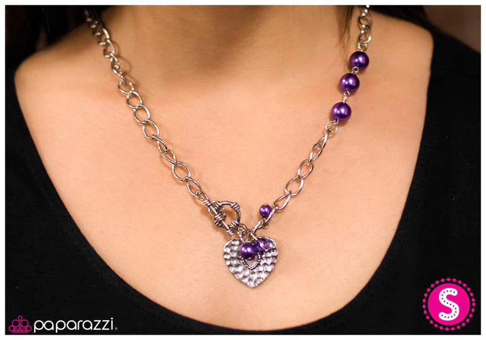 Paparazzi Necklace ~ Heart of the Matter - Purple