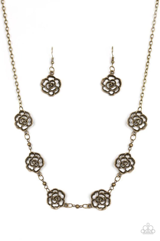 Paparazzi Necklace ~ Rosebud Rapture - Brass