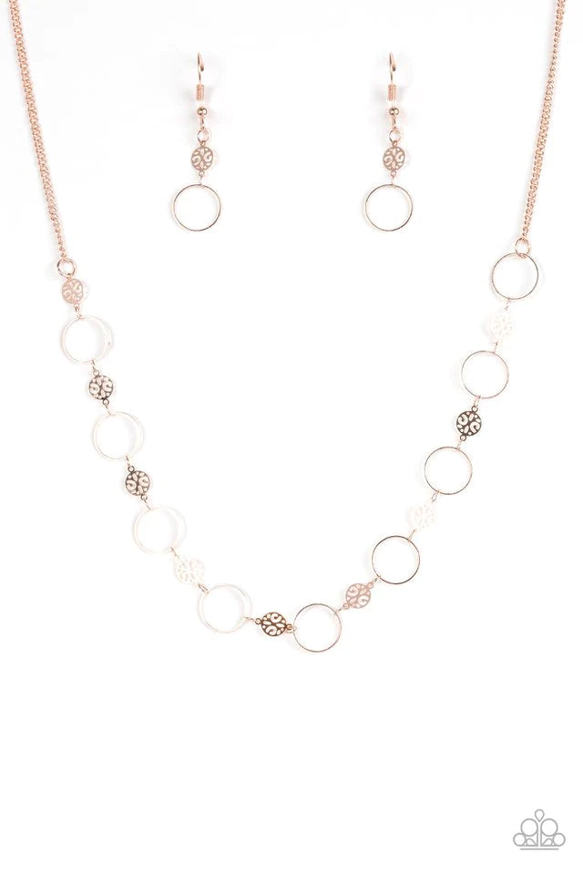 Paparazzi Necklace ~ Demurely Dainty - Rose Gold