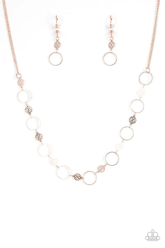 Paparazzi Necklace ~ Demurely Dainty - Rose Gold