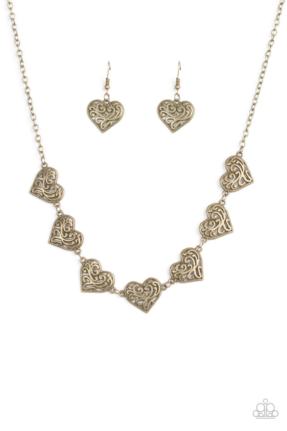 Paparazzi Necklace ~ Heart Heaven - Brass