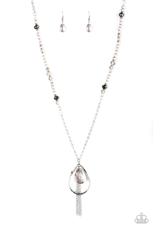 Paparazzi Necklace ~ Teardroppin Tassels - Silver