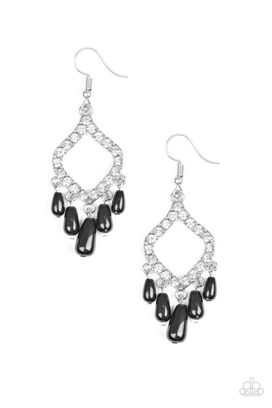 Paparazzi Earring ~ Divinely Diamond - Black