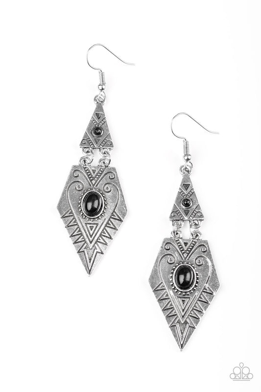 Paparazzi Earring ~ Drifting Dunes - Black